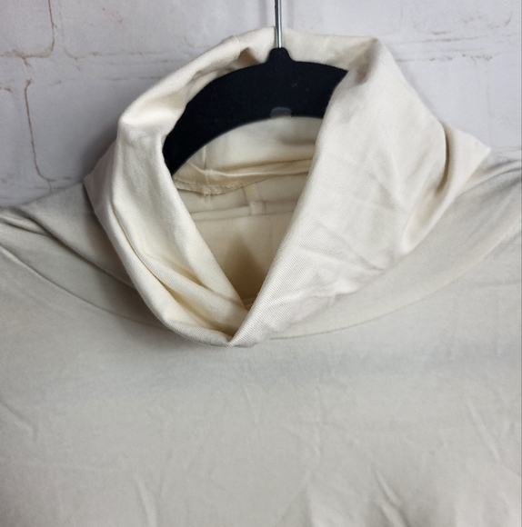 Peruvian Connection Women's Extreme T-Neck Turtleneck Pima Cotton in Cream L - Picture 4 of 7
